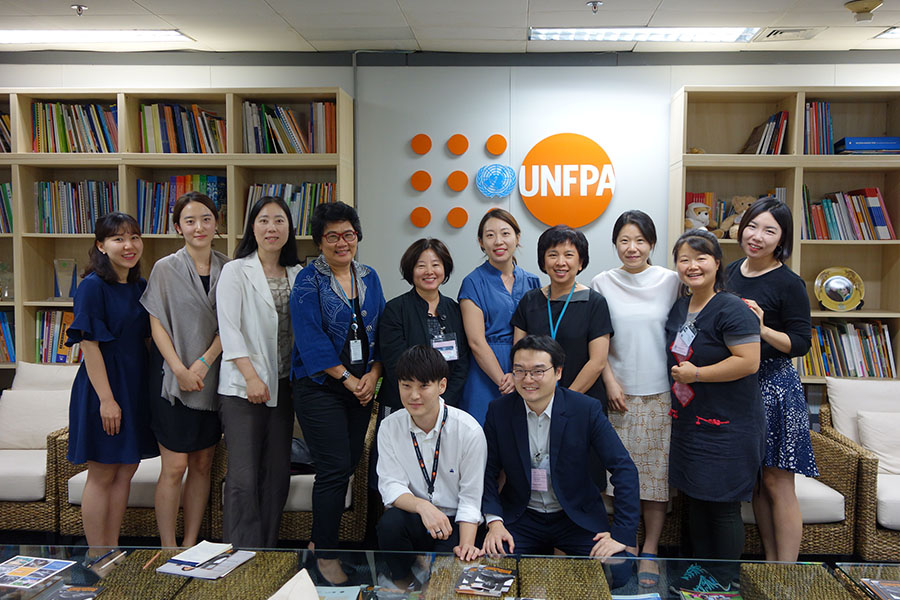 Fellows at UNFPA with Programme Officer Duangkamol Ponchamni and Assistant Representative Wassana Im-em, August 23, 2017